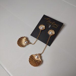 Thalia Sodi Long Gold Tone Sea Shell Earrings